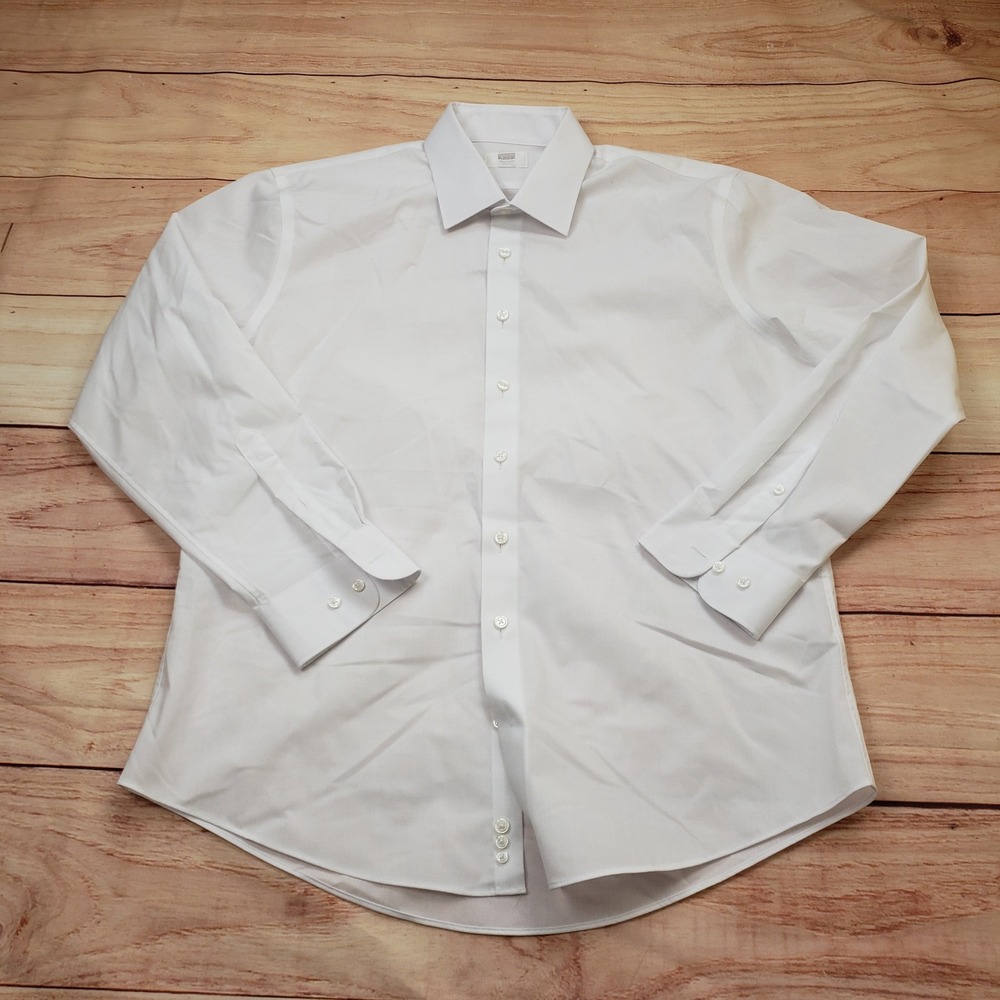 VTG Nordstrom Rack Shirt Mens XL 17 34/35 White‎ Non-Iron Trim Fit Button Down